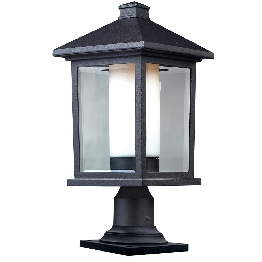 Z-Lite 523PHB-533PM-BK Outdoor Pier Mount in Black with a Clear Beveled + Matte Opal Shade